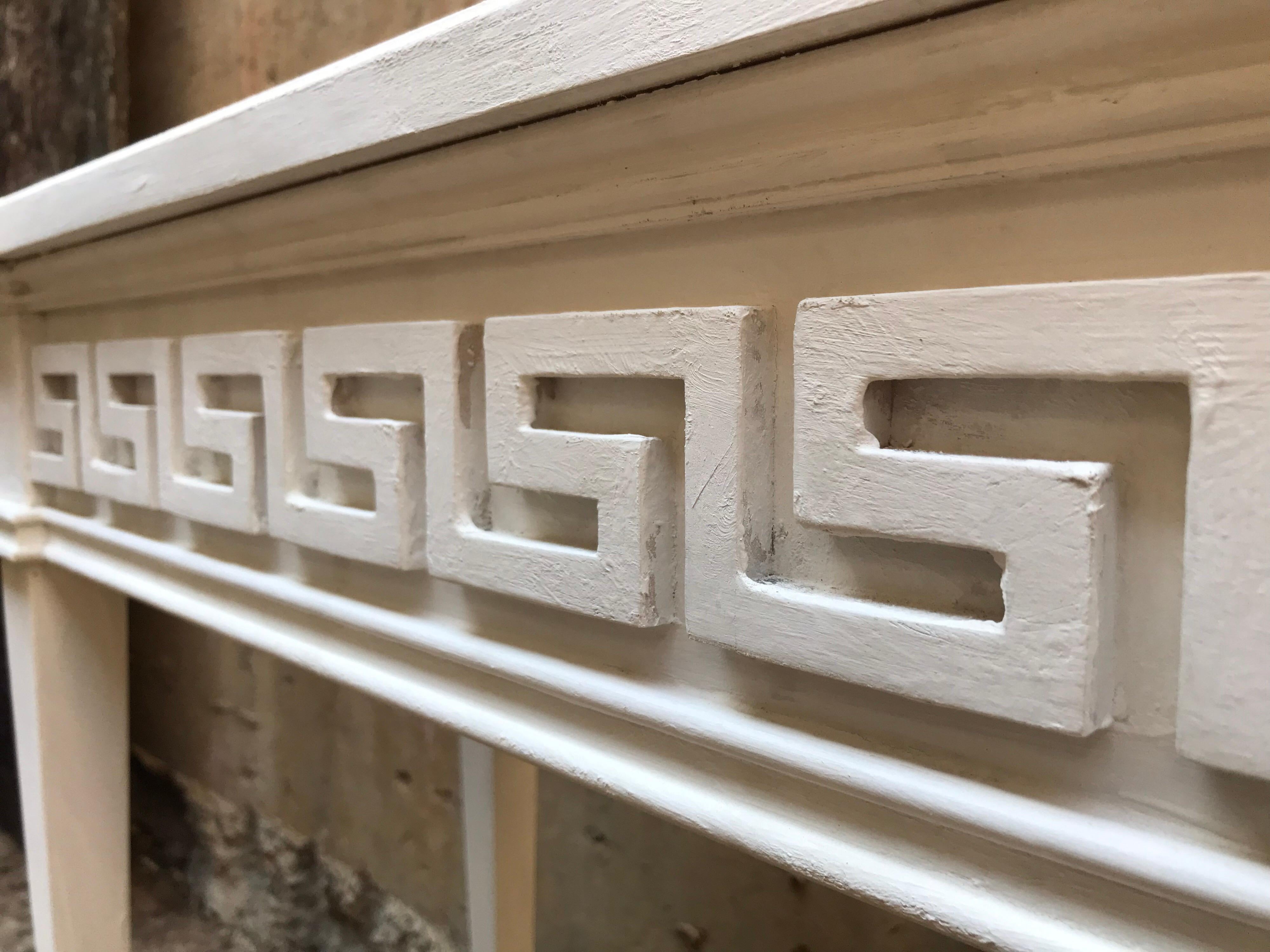 Console Table Having Greek Key Details and Plaster Finish In Excellent Condition For Sale In Charlottesville, VA