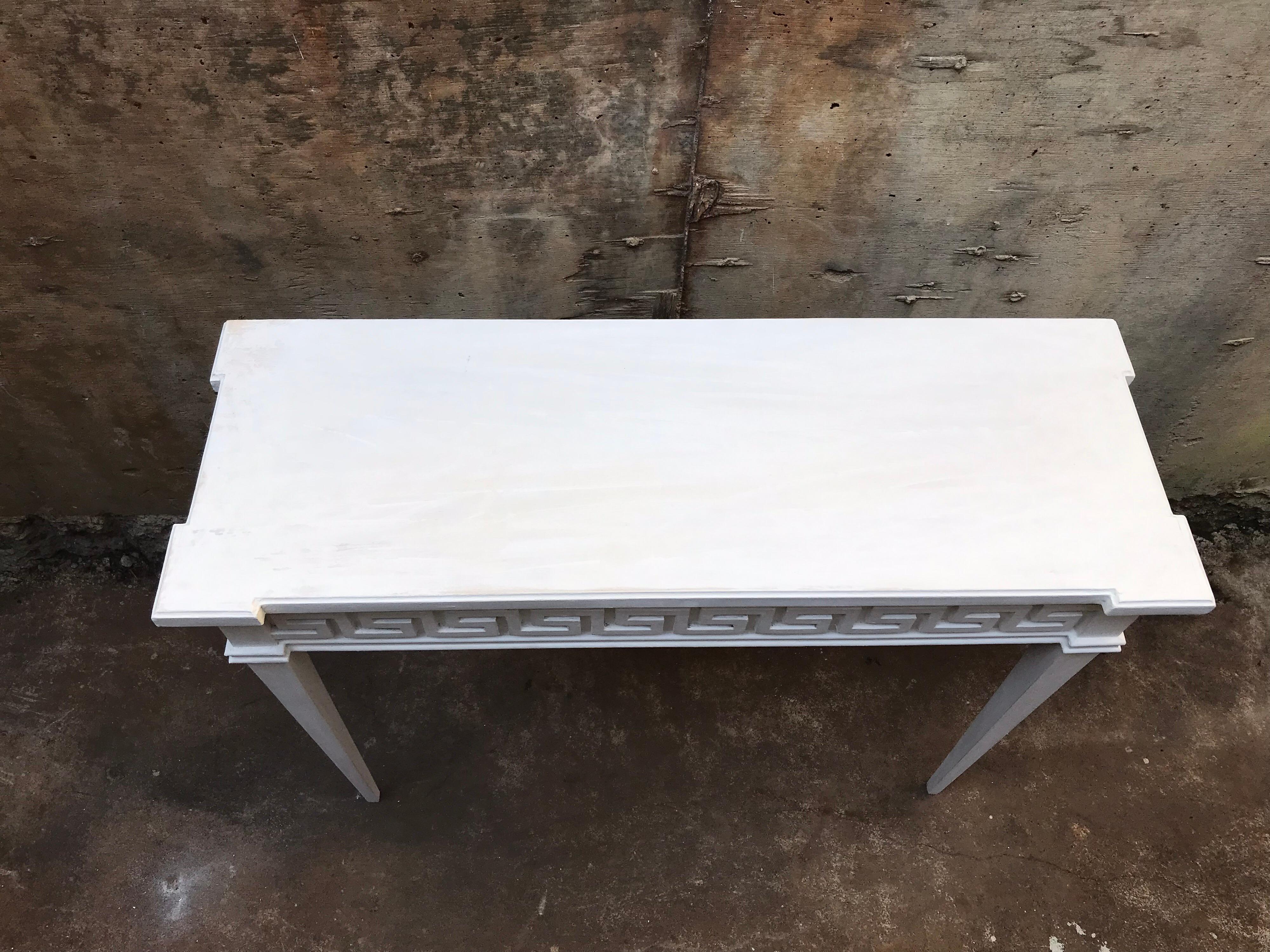 Console Table Having Greek Key Details and Plaster Finish For Sale 1