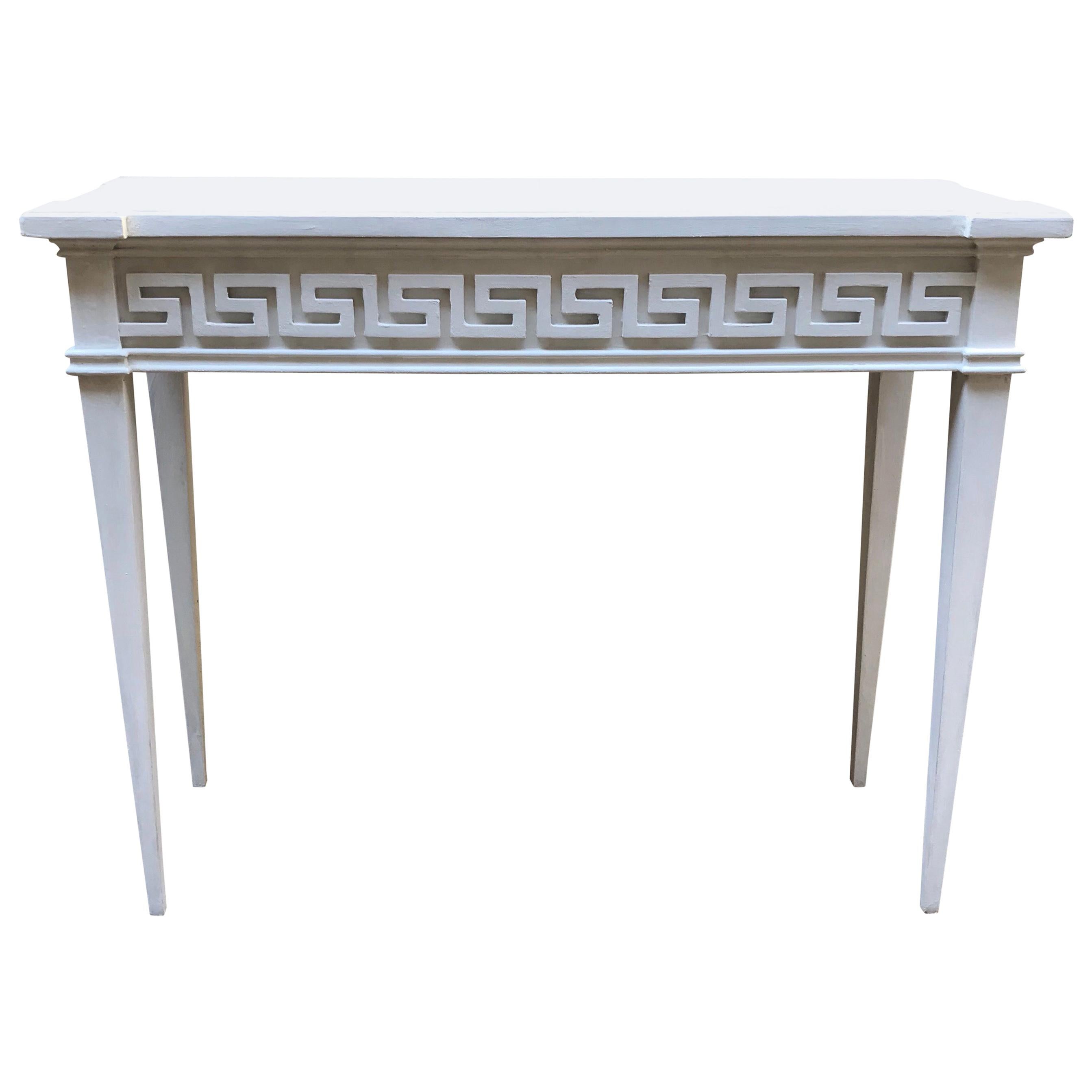 Console Table Having Greek Key Details and Plaster Finish For Sale