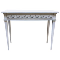 Console Table Having Greek Key Details and Plaster Finish