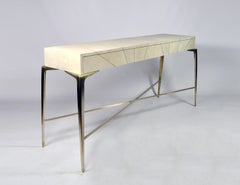 Console Table Hydra '3 Drawers' in Shagreen and Brass by Ginger Brown