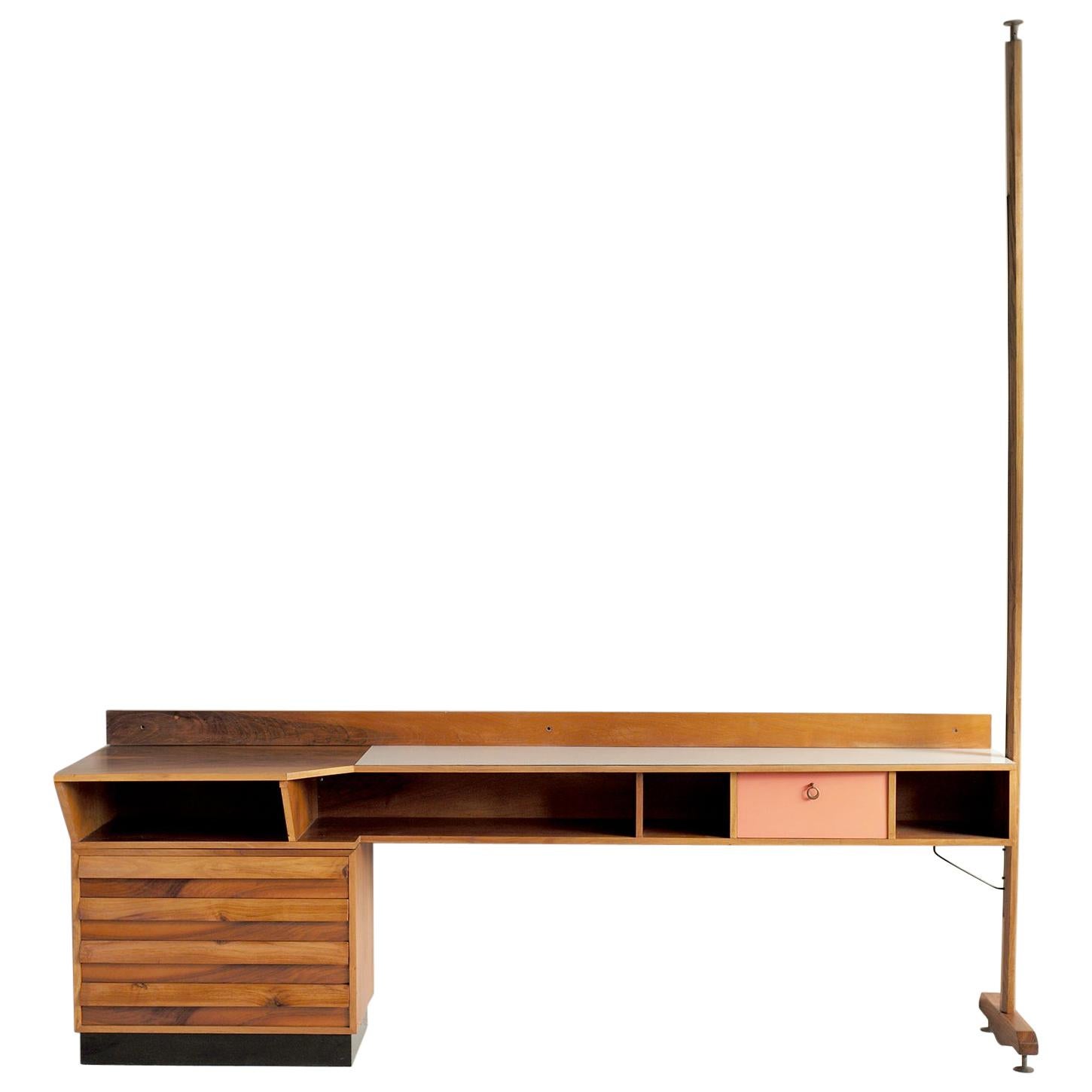 Console Table in Blond Walnut and Formica, Italy 1955