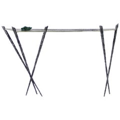 Console Table in Bronze and Forged Steel, Franck Chartrain, France