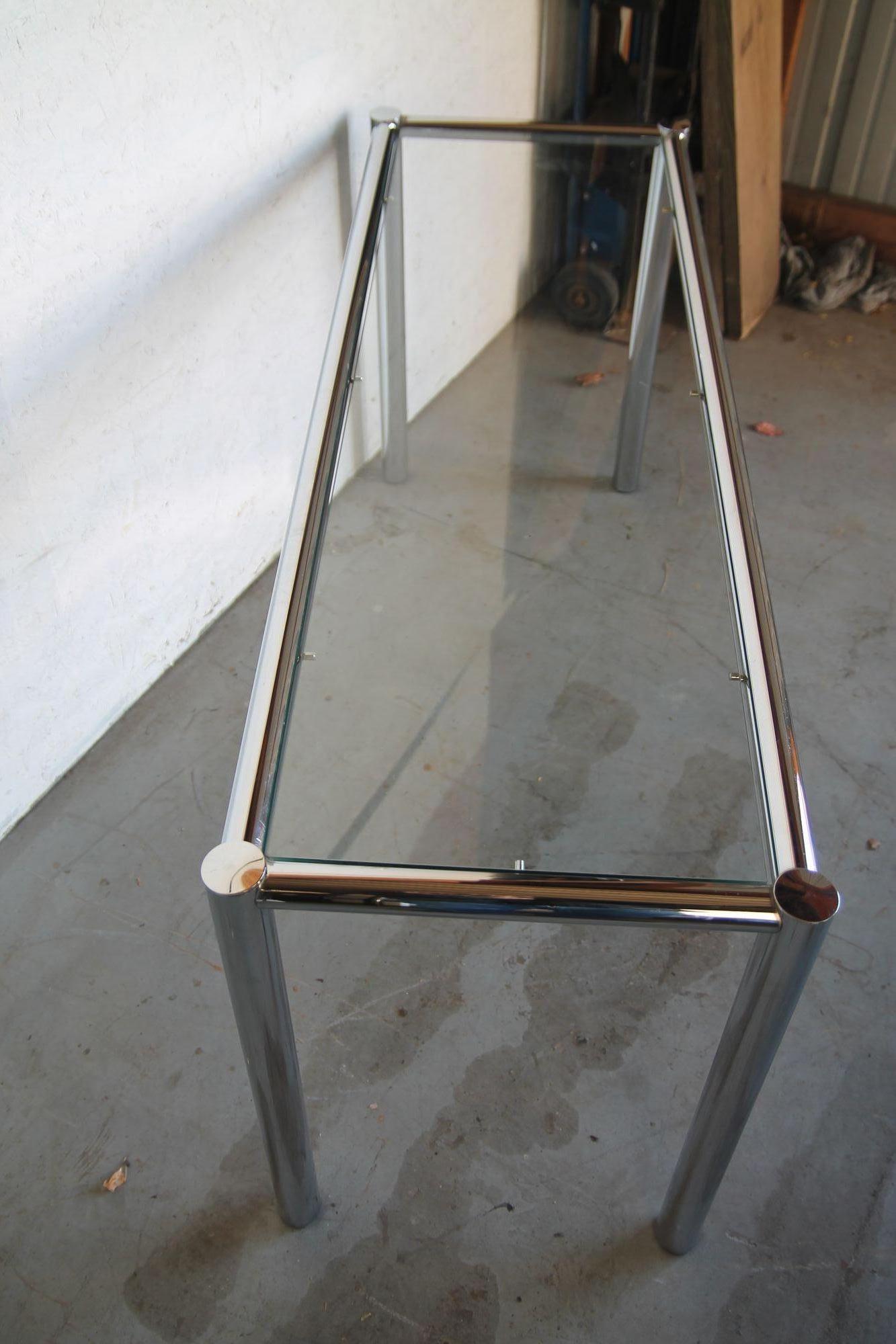American Console table in chrome and glass For Sale