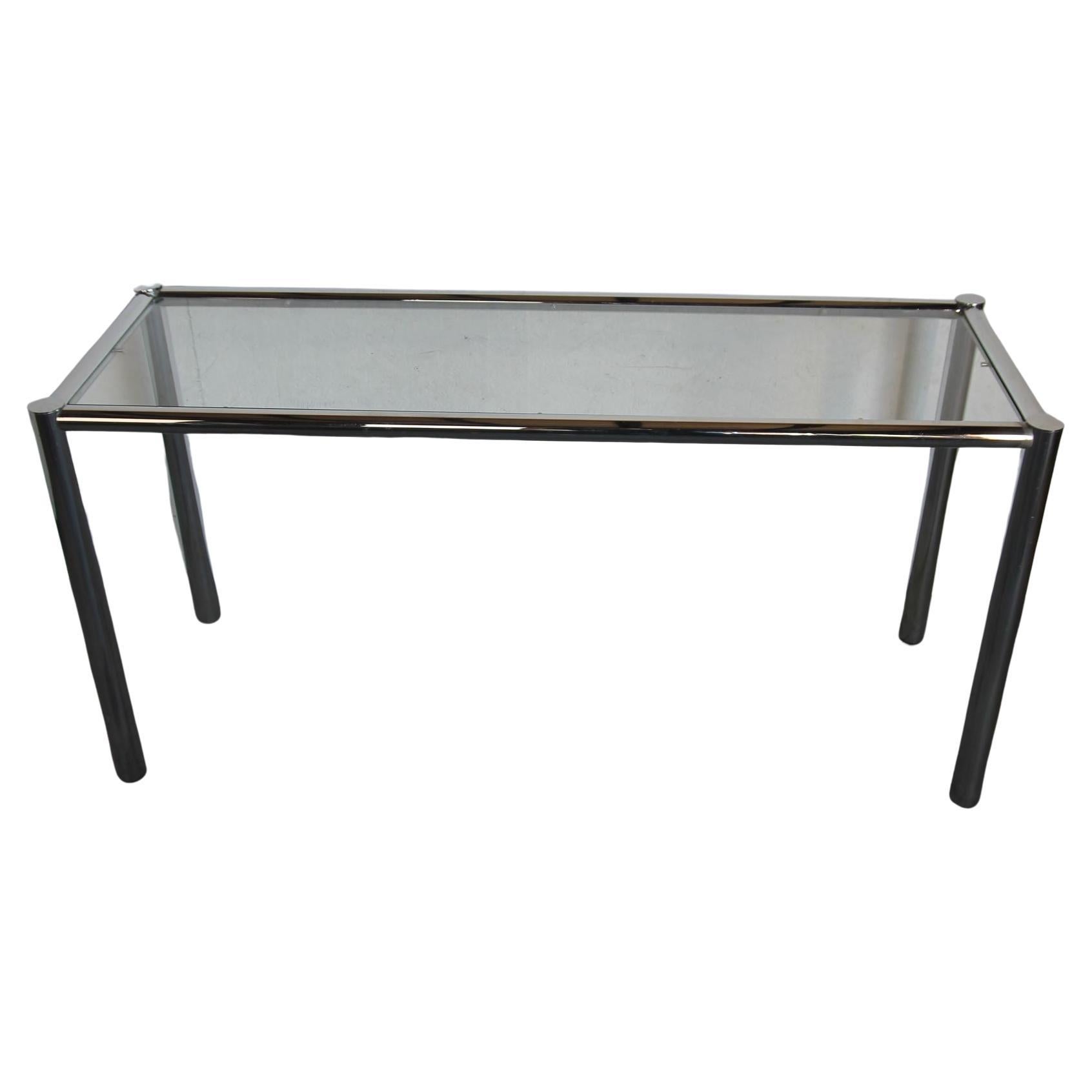 Table console en chrome et verre