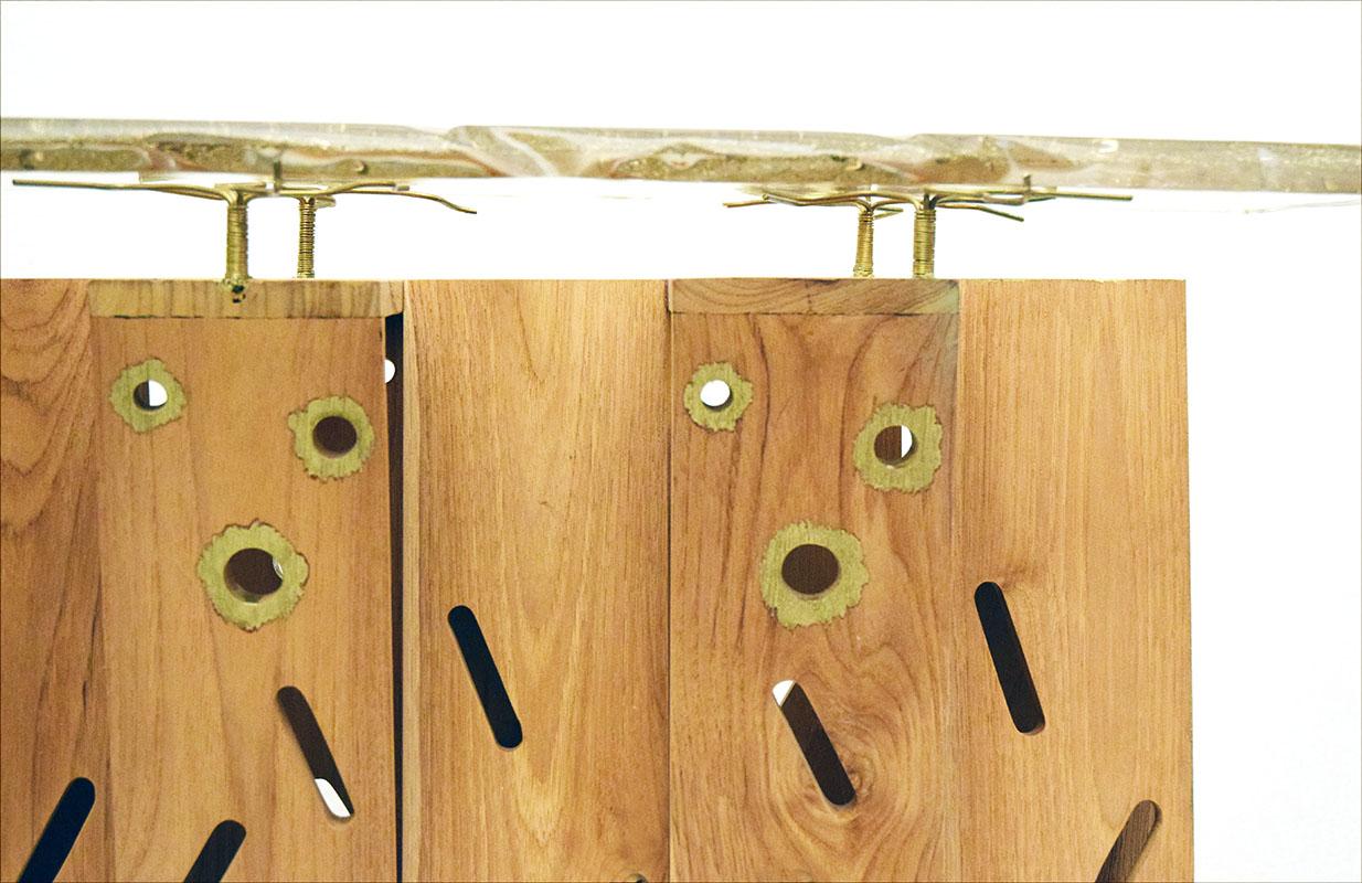 Console Table in Exotic Wood with Resin Top, 1990s For Sale 1