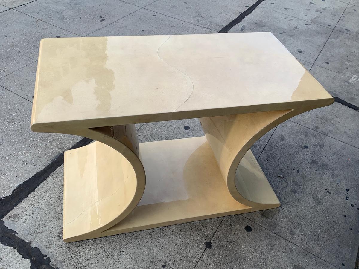 Console Table in Goat Skin by Sally Sirkin Lewis In Good Condition In Los Angeles, CA