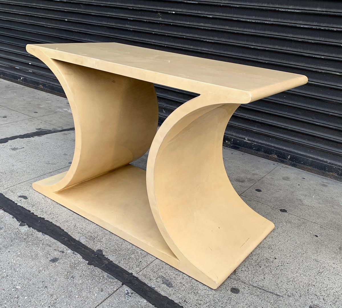Late 20th Century Console Table in Goat Skin by Sally Sirkin Lewis