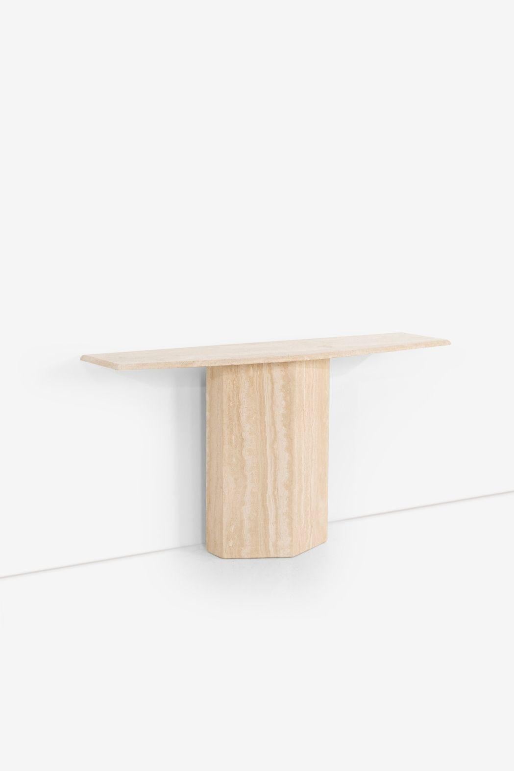 Mid-Century Modern Console Table in Italian Travertine Marble 1970s For Sale