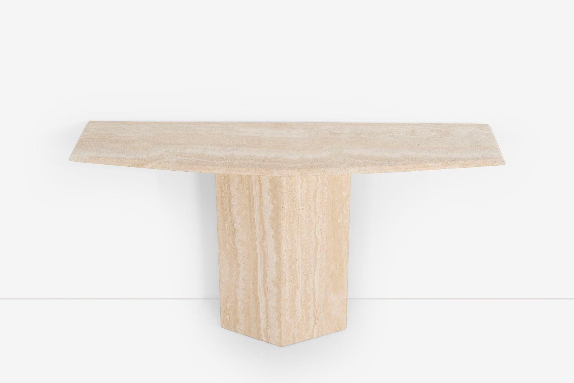 Late 20th Century Console Table in Italian Travertine Marble 1970s For Sale