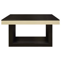 Vintage Console Table in Lacquered Linen with Black Granite Top, 1970s