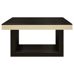 Retro Console Table in Lacquered Linen with Black Granite Top, 1970s