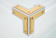 Console Table in Lucite, Nickel, Brass and Glass, 1970s
