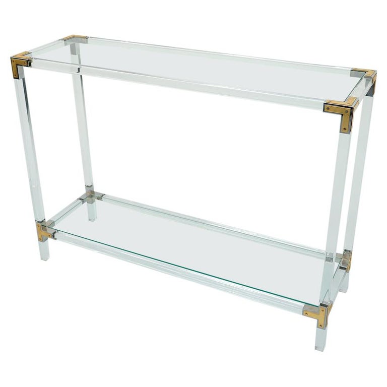 Console Table In Lucite Nickel Brass And Glass 1970s For At 1stdibs Console Table In Lucite Nickel Brass, 30 Wide Acrylic Console Table