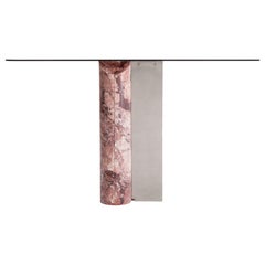 Sculptural Console Table in rare Marble and Steel handmade in Italy 