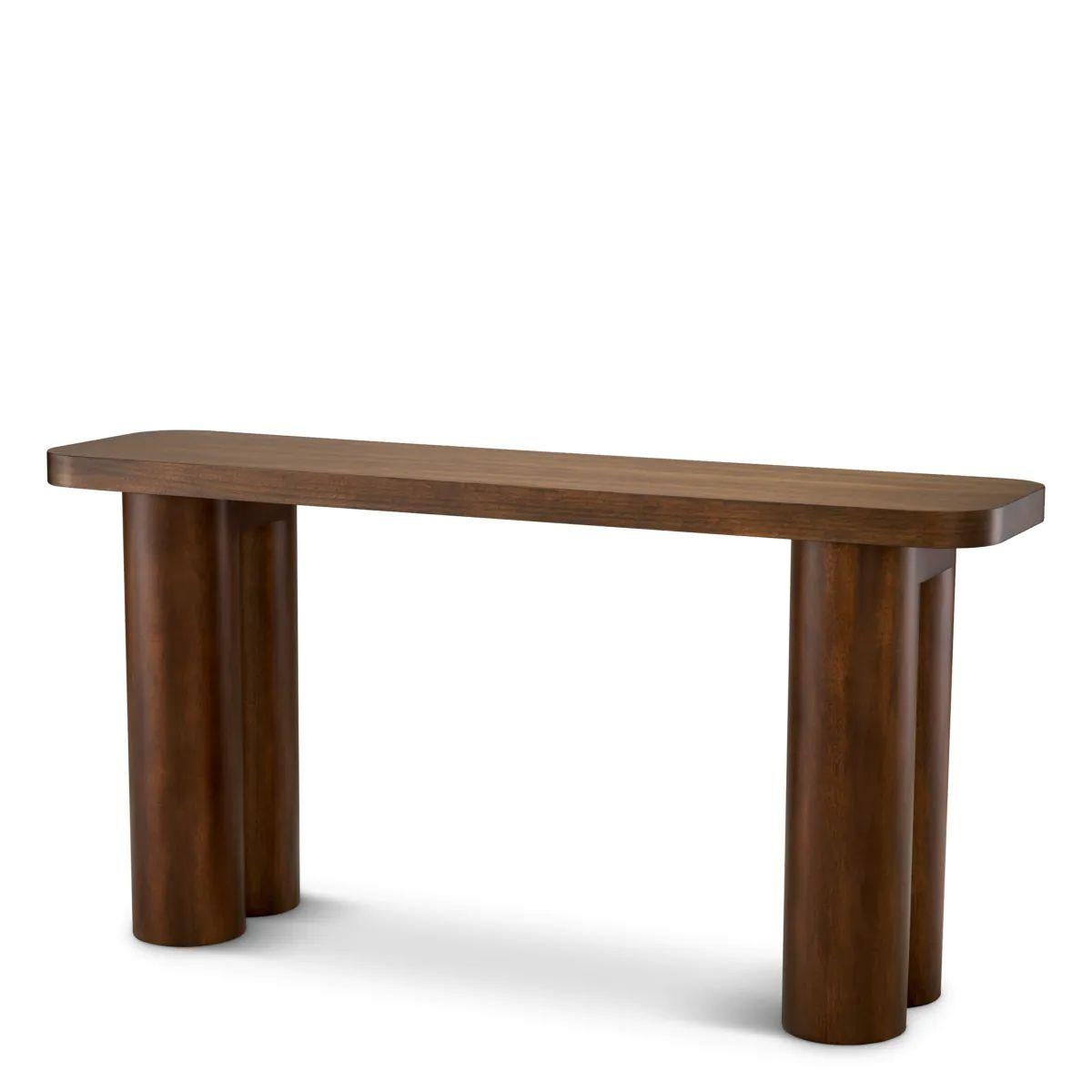 Console Table in Okoume Veneer and Column Legs