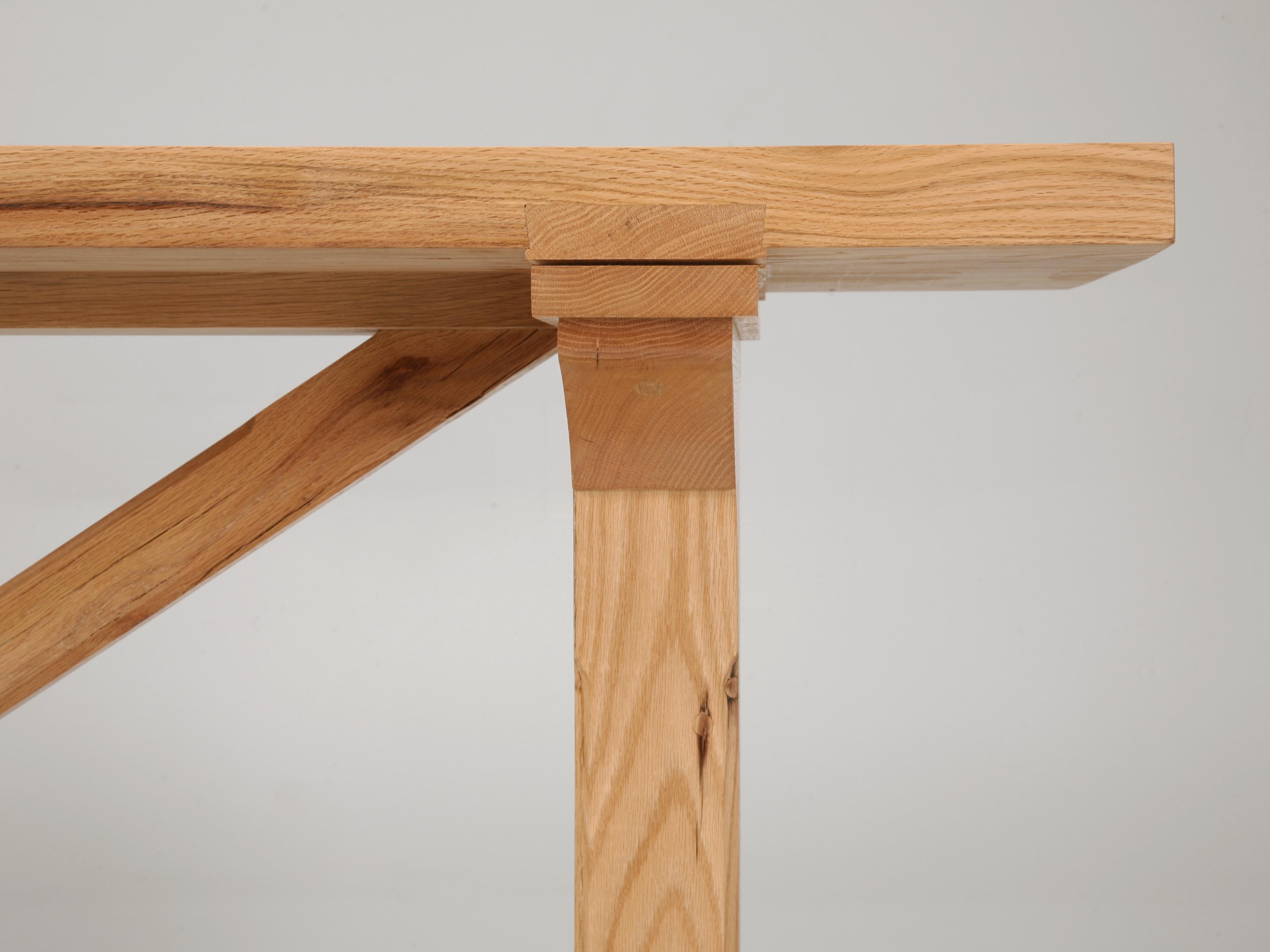 Console Table in Reclaimed Solid Oak Made in House to Order in Any Dimension In New Condition For Sale In Chicago, IL