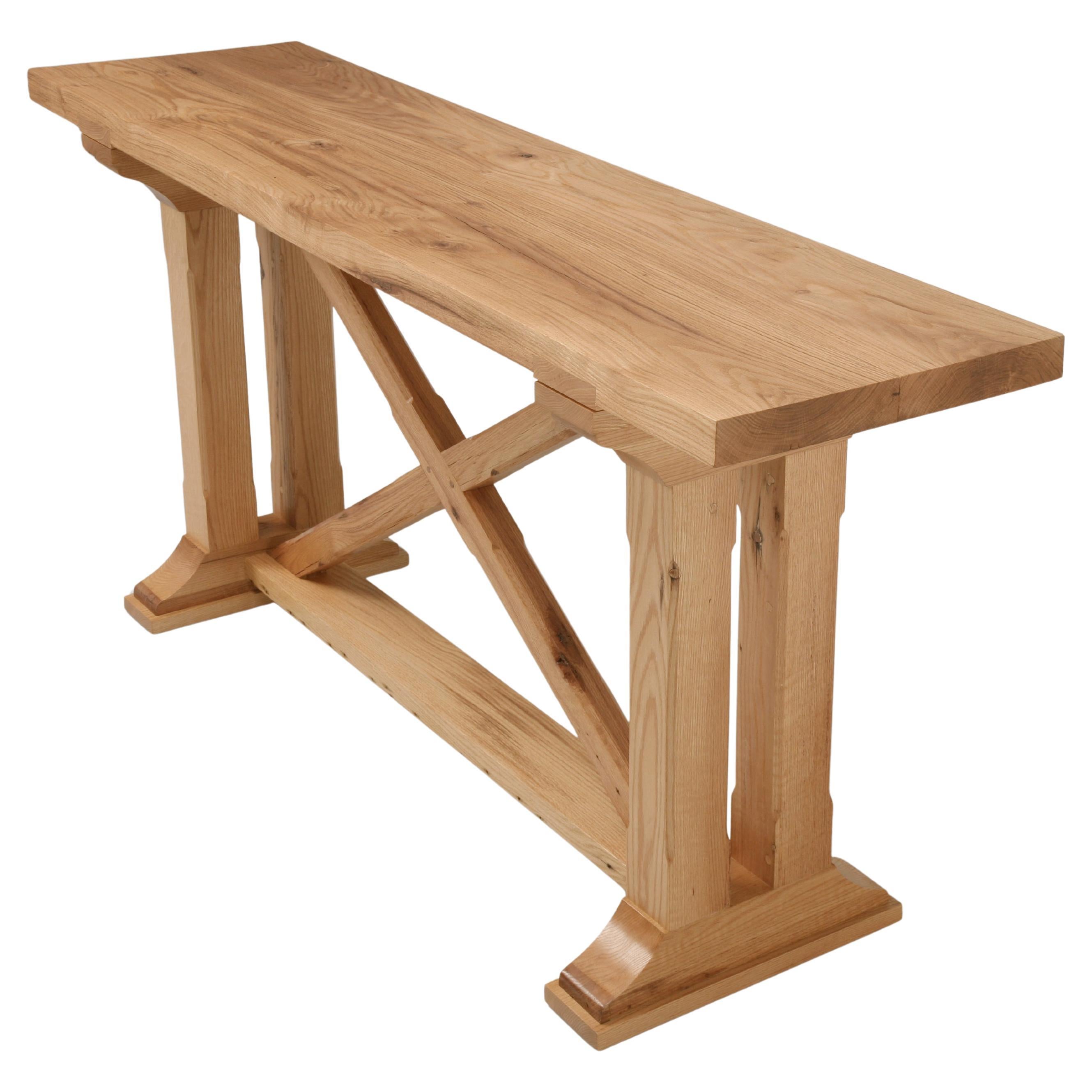 Console Table in Reclaimed Solid Oak Made in House to Order in Any Dimension For Sale