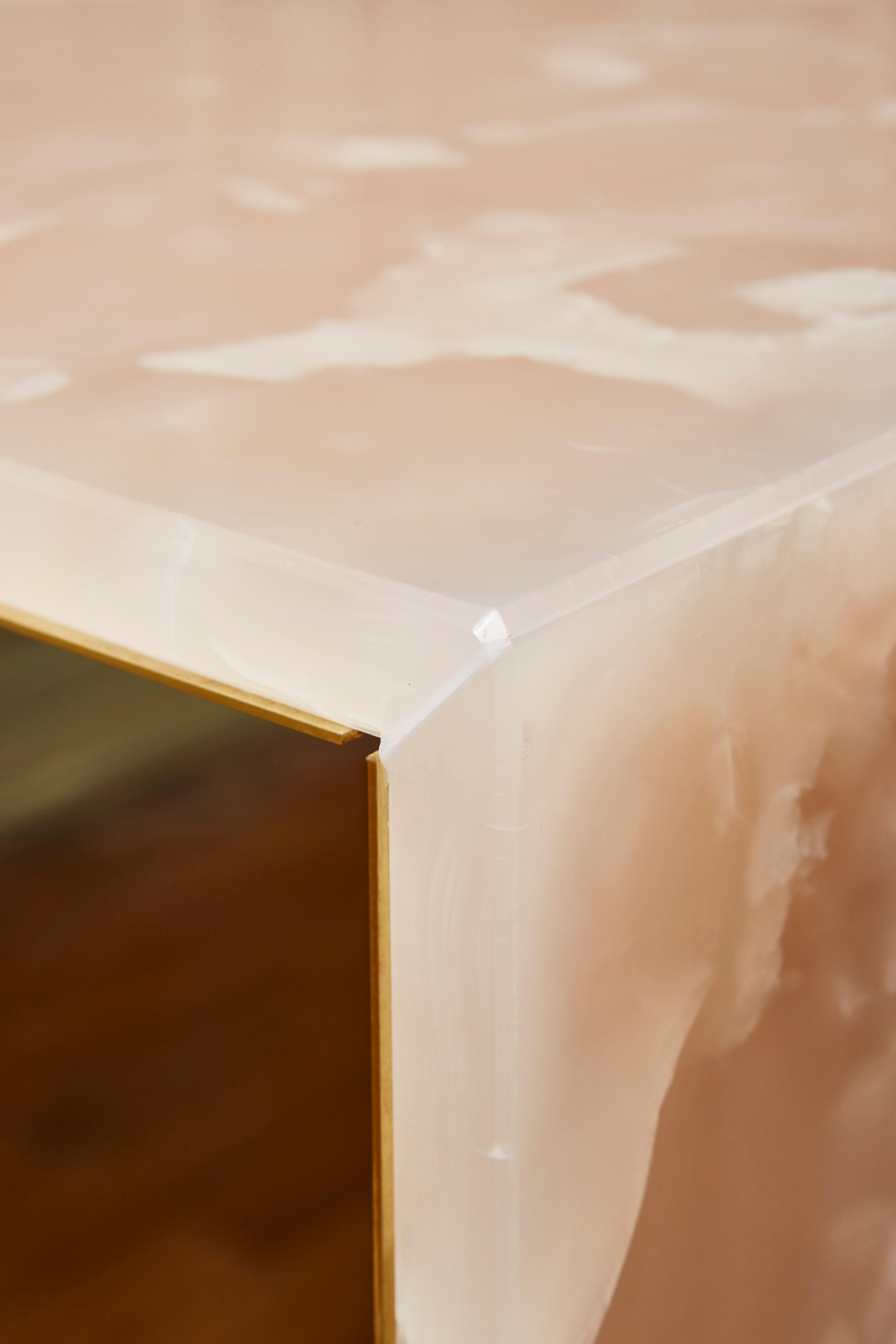 Contemporary Console Table in Rose Onyx, by Studio Glustin For Sale