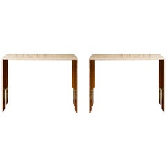 Table console en onyx rose, par Studio Glustin