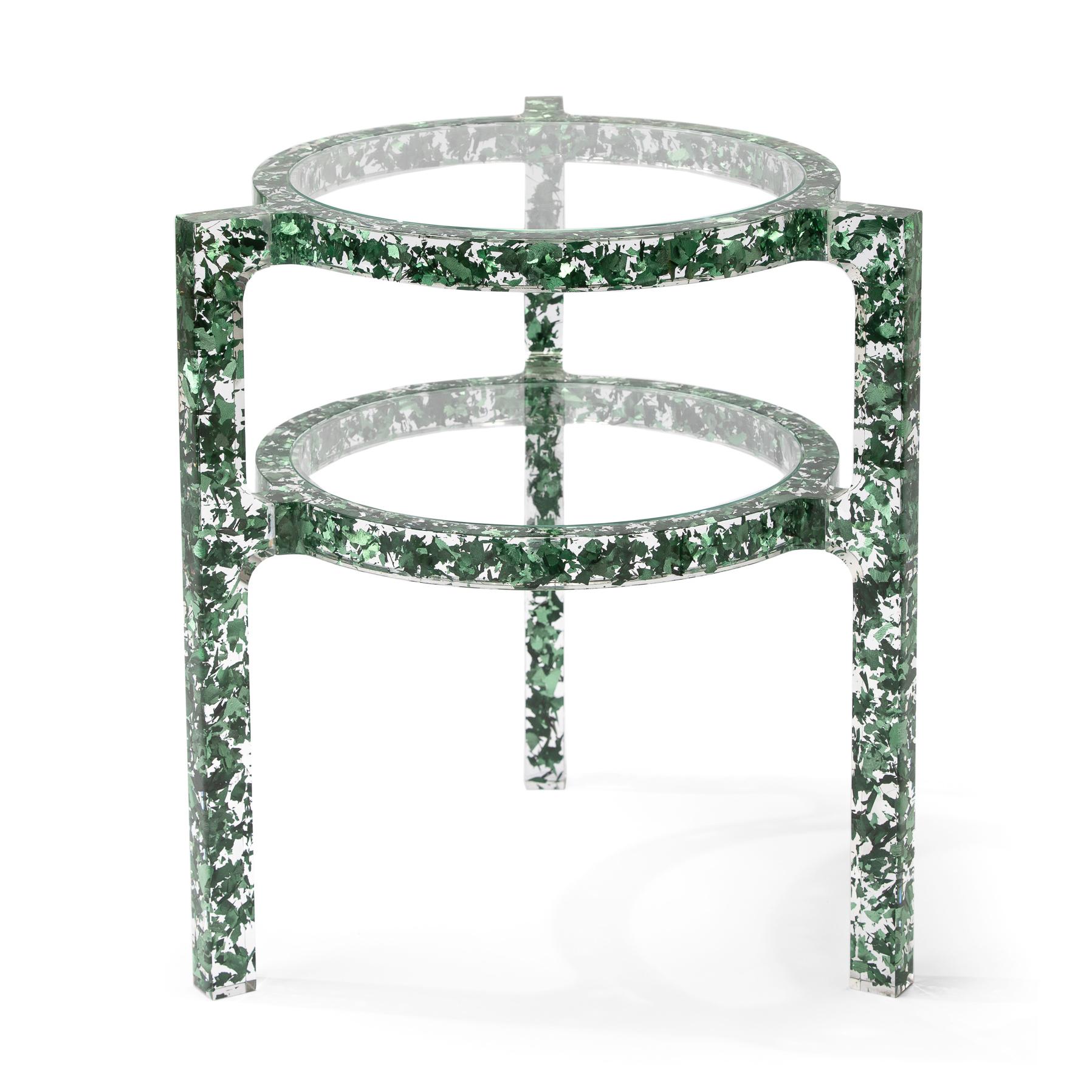 Contemporary Console Table in Silver Leaf and Resin by Jake Phipps For Sale