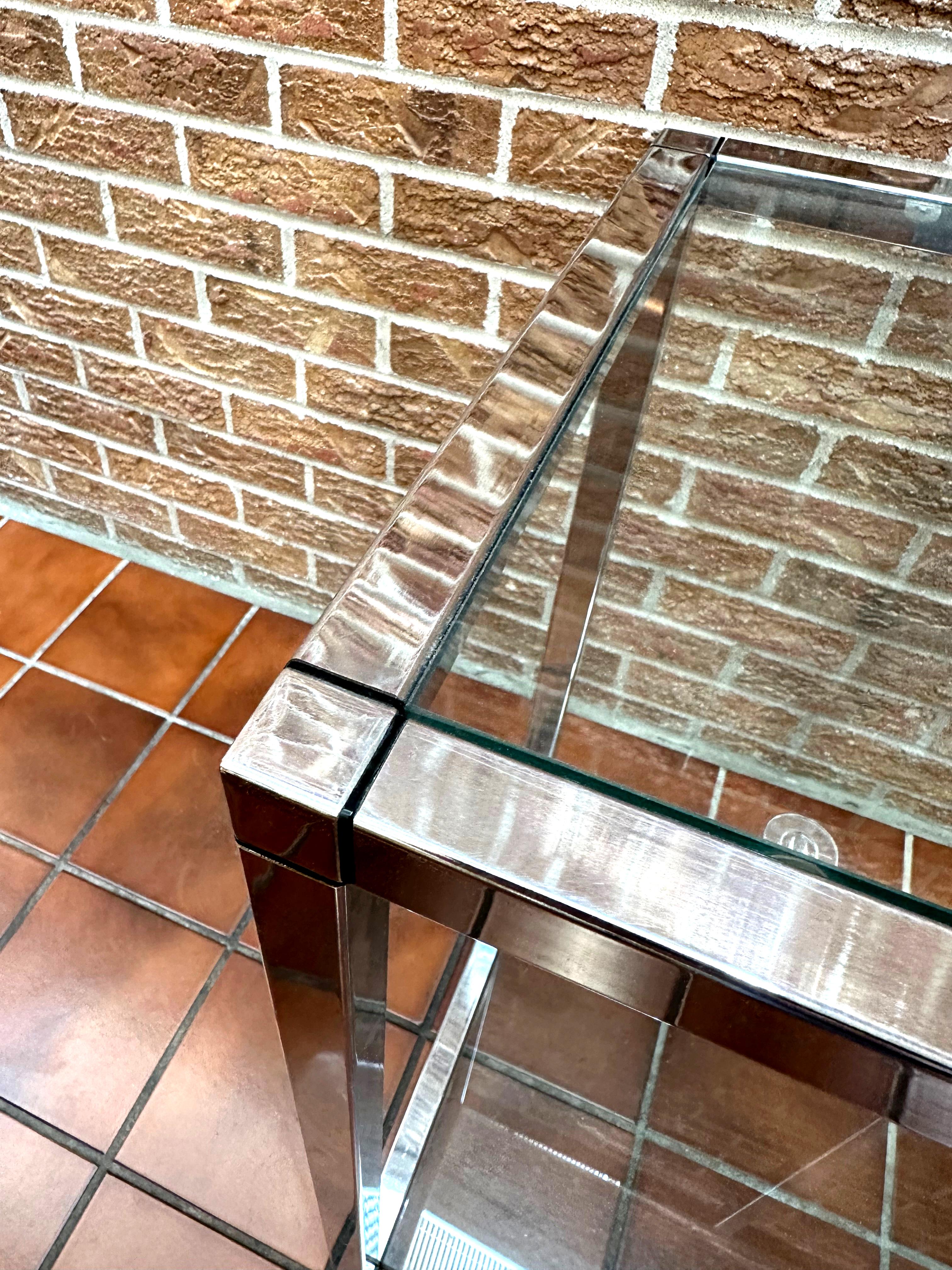 Konsolentisch aus Chromrohr und Glas im Zustand „Gut“ im Angebot in Littleton, CO