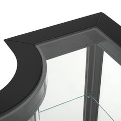 Console Table in Waxed Black Finish and Clear Glass