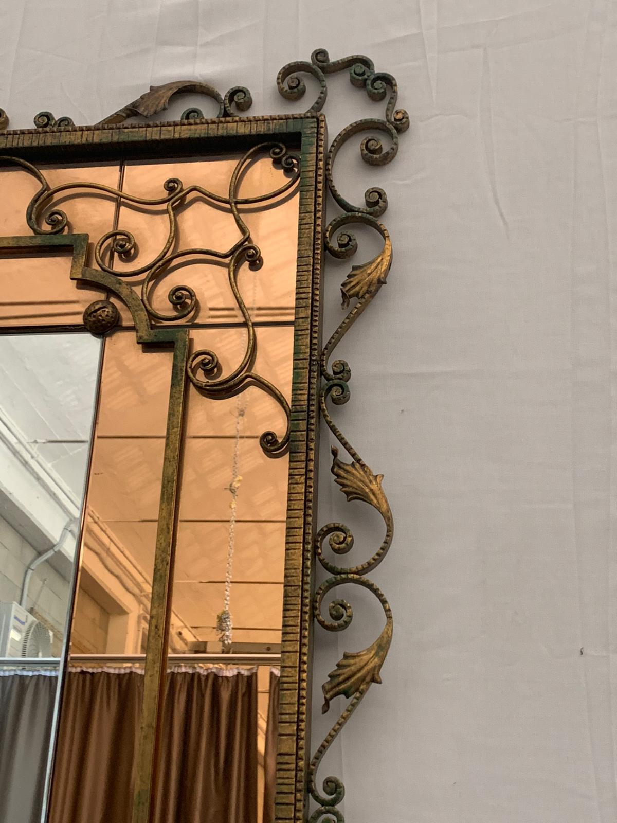 Console Table in Wrought Iron with Mirrored Back by Pierluigi Colli, 1950s For Sale 3