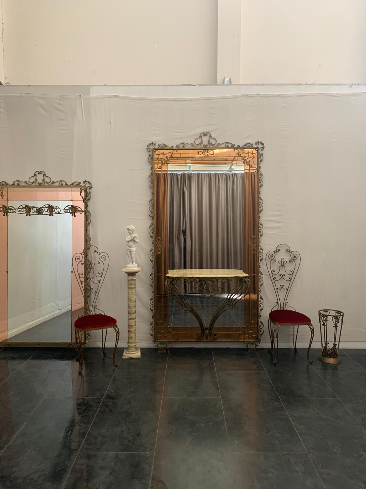 Table console en fer forgé avec dossier en miroir par Pierluigi Colli, années 1950 en vente 4