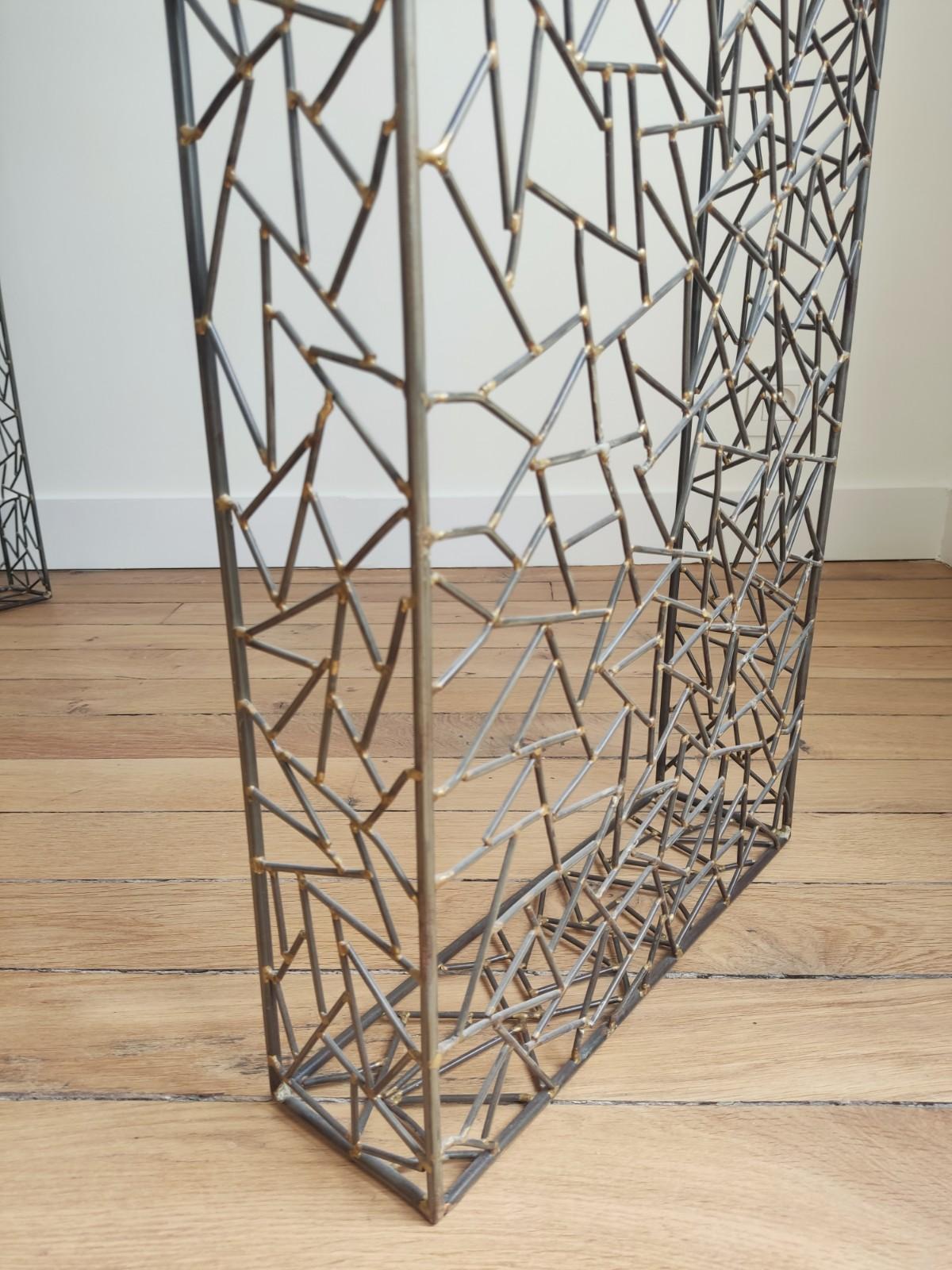 Console Table Inspired by Etorre Stossas in Welded Metal For Sale 7