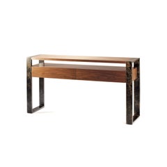 Console Table Iron in Wood and Lacquered Metal