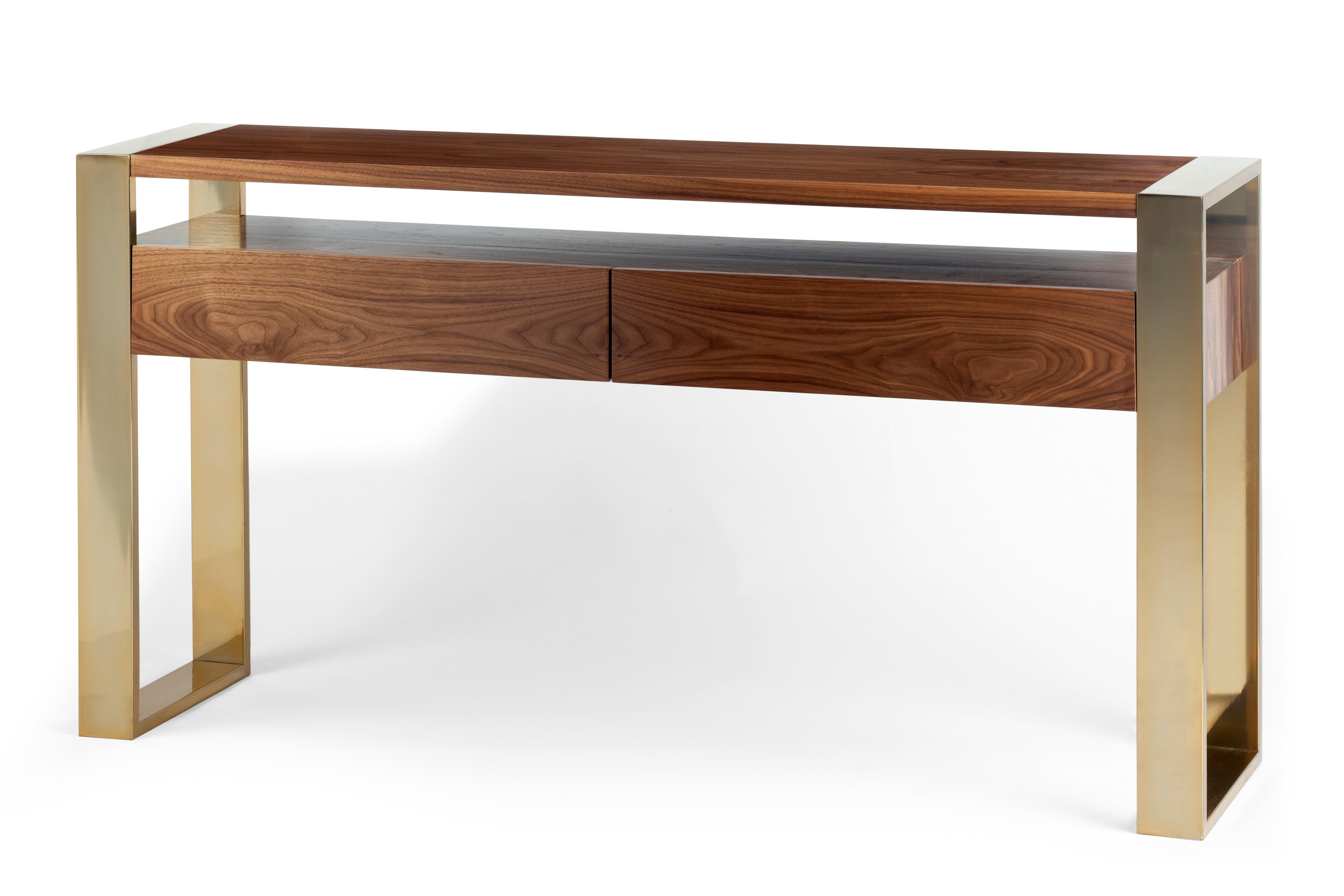 Console Table Iron in Wood and Lacquered Metal In New Condition For Sale In Lisbon, PT