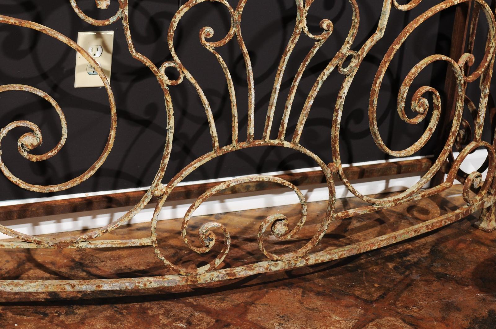 Console Table Made From Parisian 1880s Wrought-Iron Balcony and Custom Stone Top 6