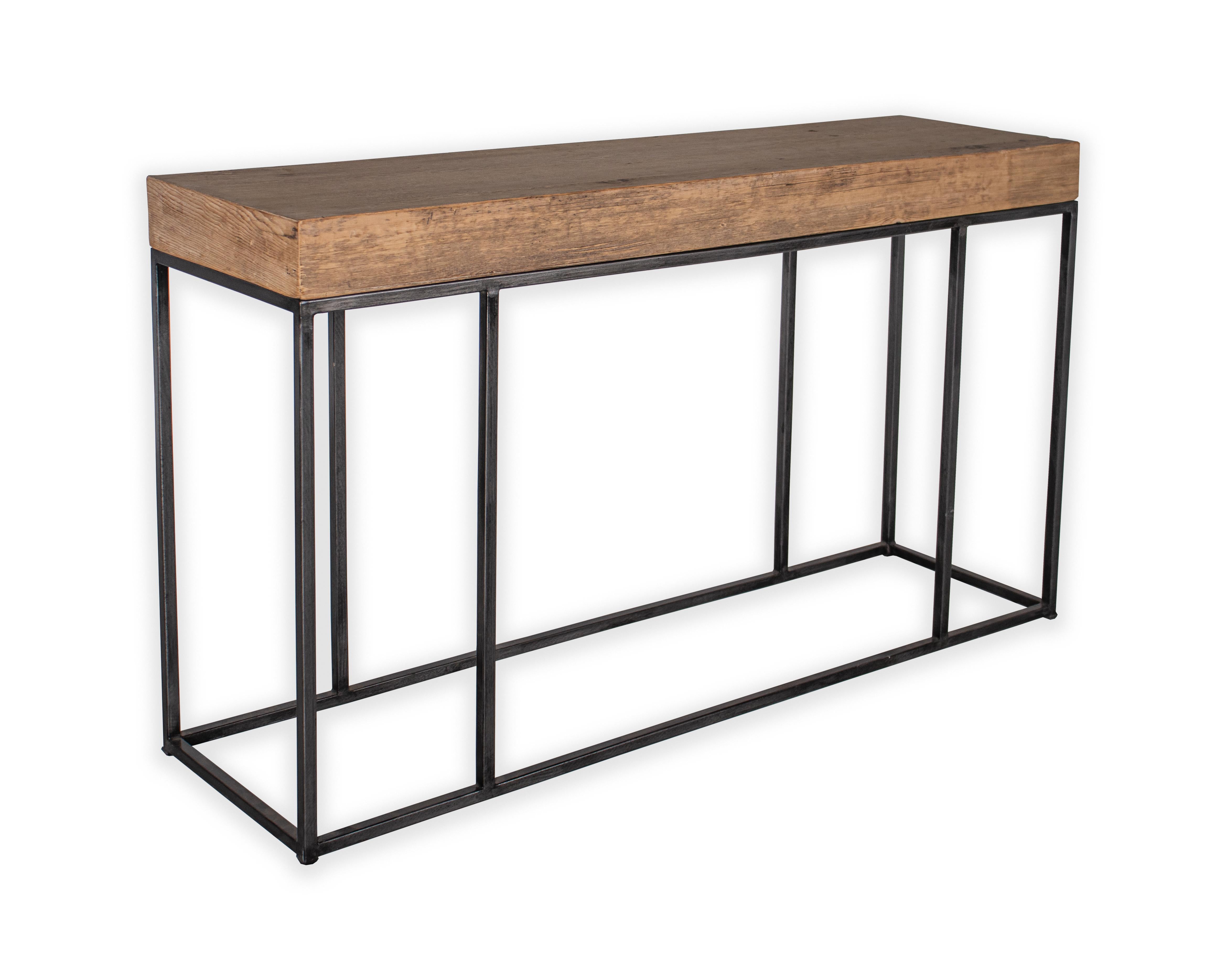 Console table made from reclaimed elm wood with steel base. In my organic, contemporary, vintage and mid-century modern aesthetic.

Part of our one of a kind Le Monde collection. Exclusive to Brendan Bass.