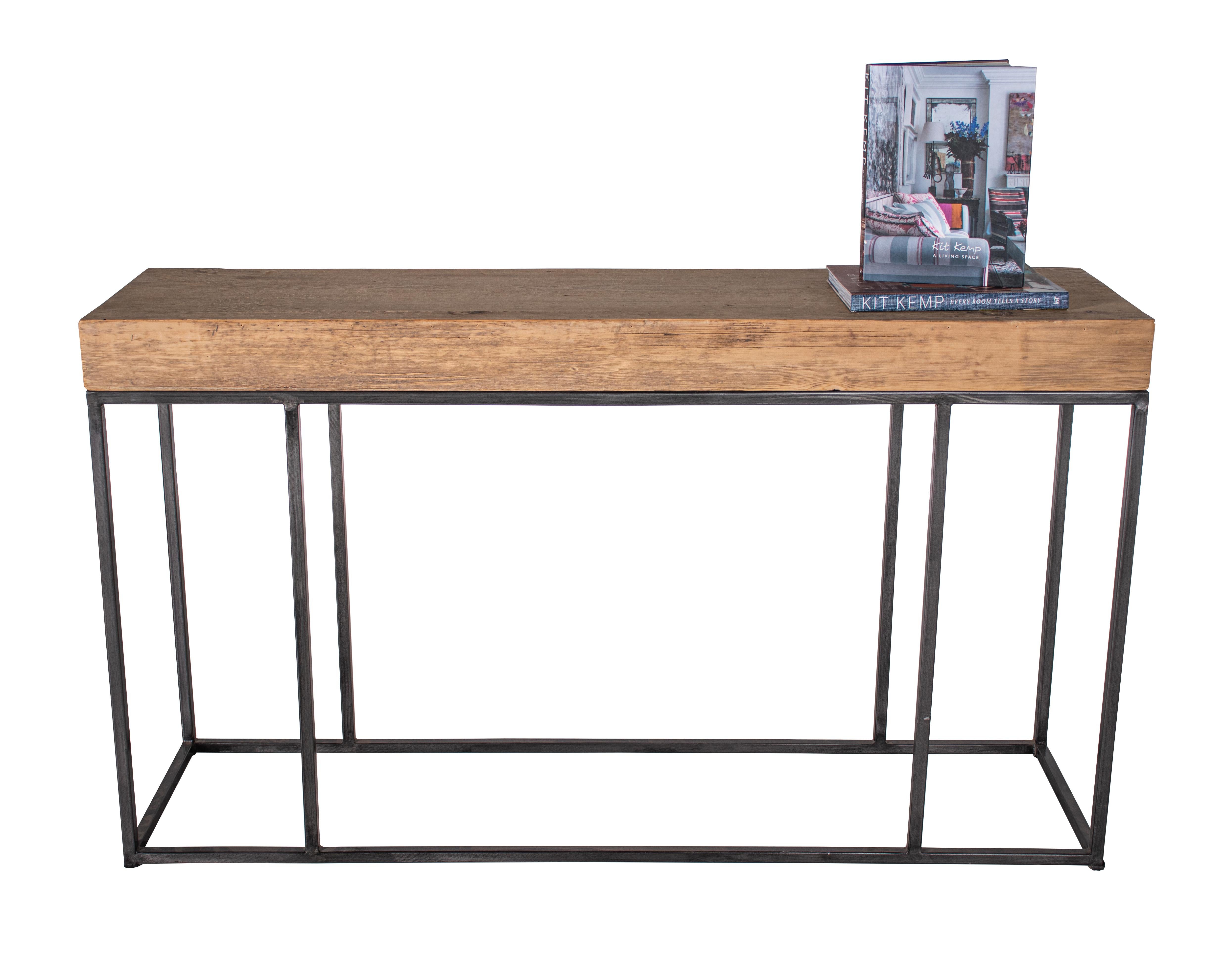 Console Table Made from Reclaimed Elm with Steel Base In Good Condition In Dallas, TX