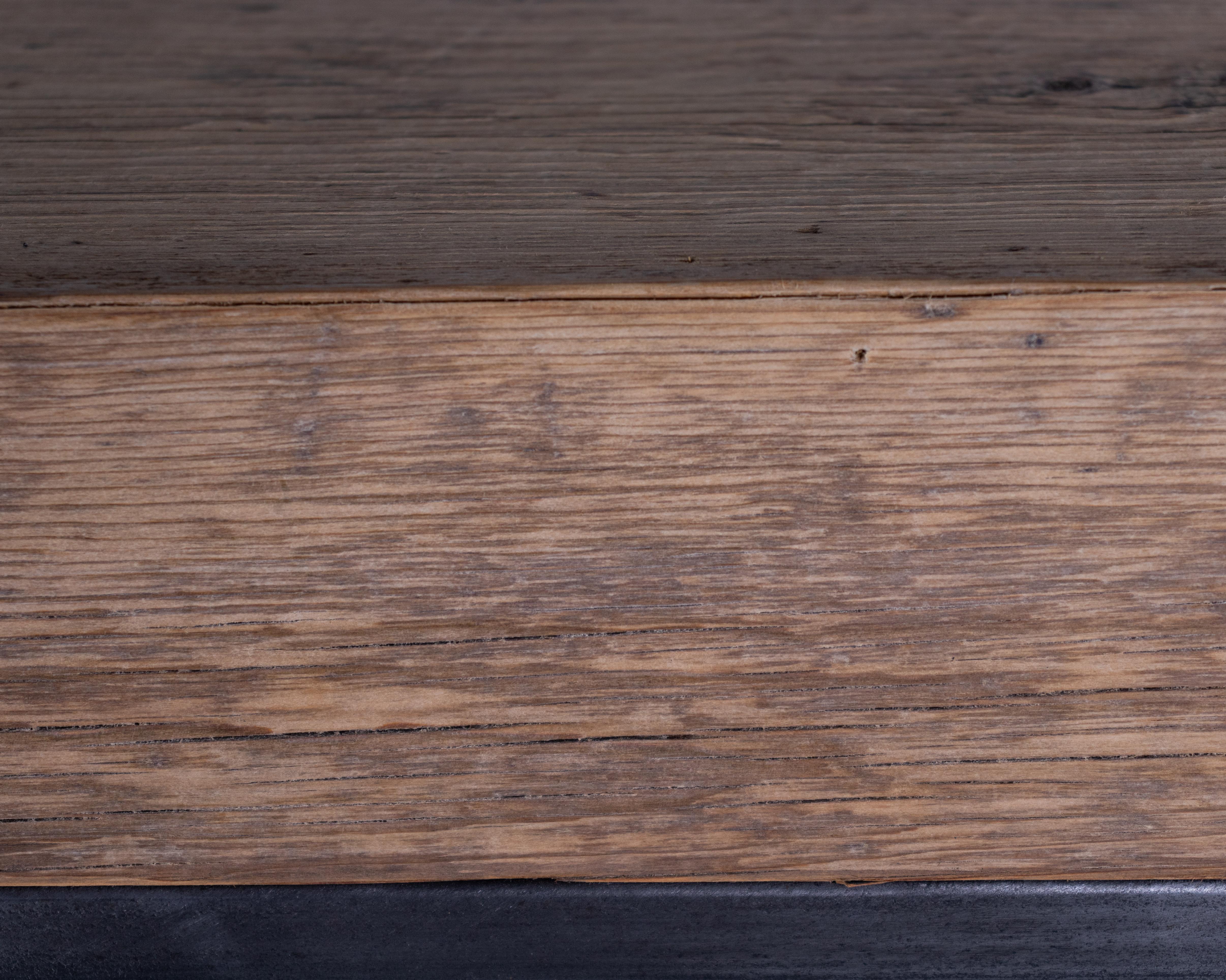 Console Table Made from Reclaimed Elm with Steel Base In Good Condition In Dallas, TX