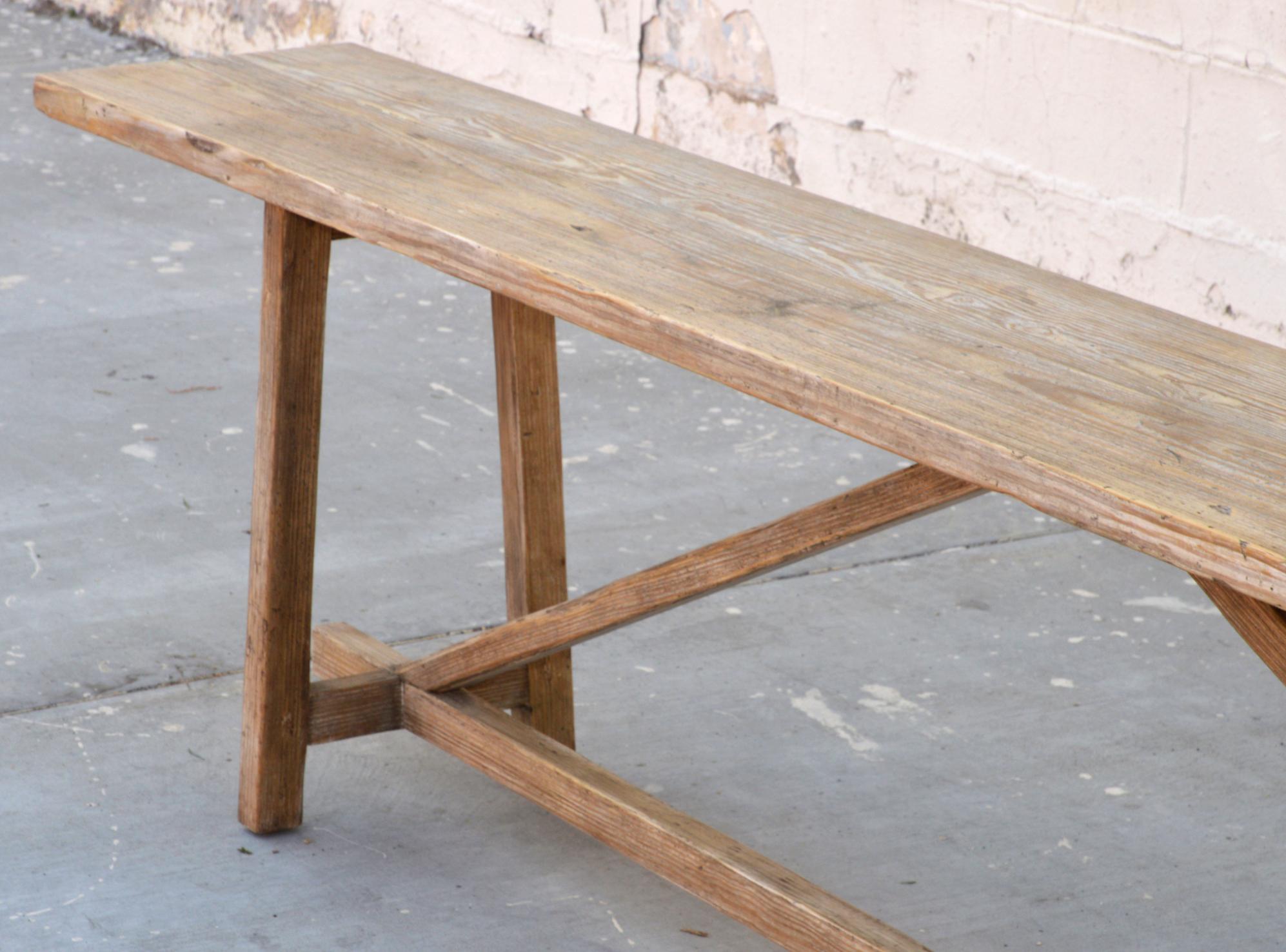 Primitive Console Table Made from Reclaimed Pine, Built to Order by Petersen Antiques