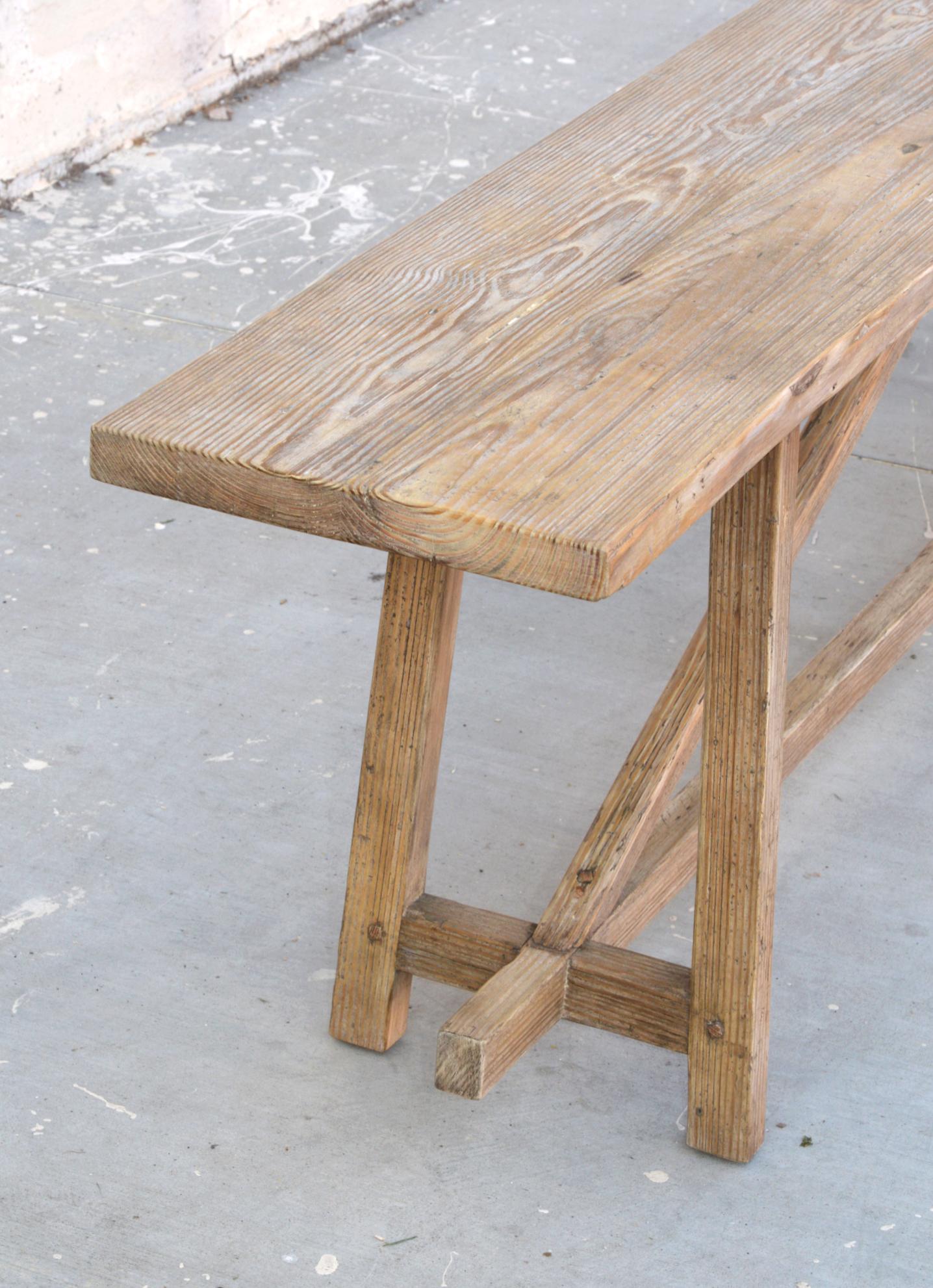Primitive Alva Console Table Made from Reclaimed Pine, Built to Order by Petersen Antiques For Sale