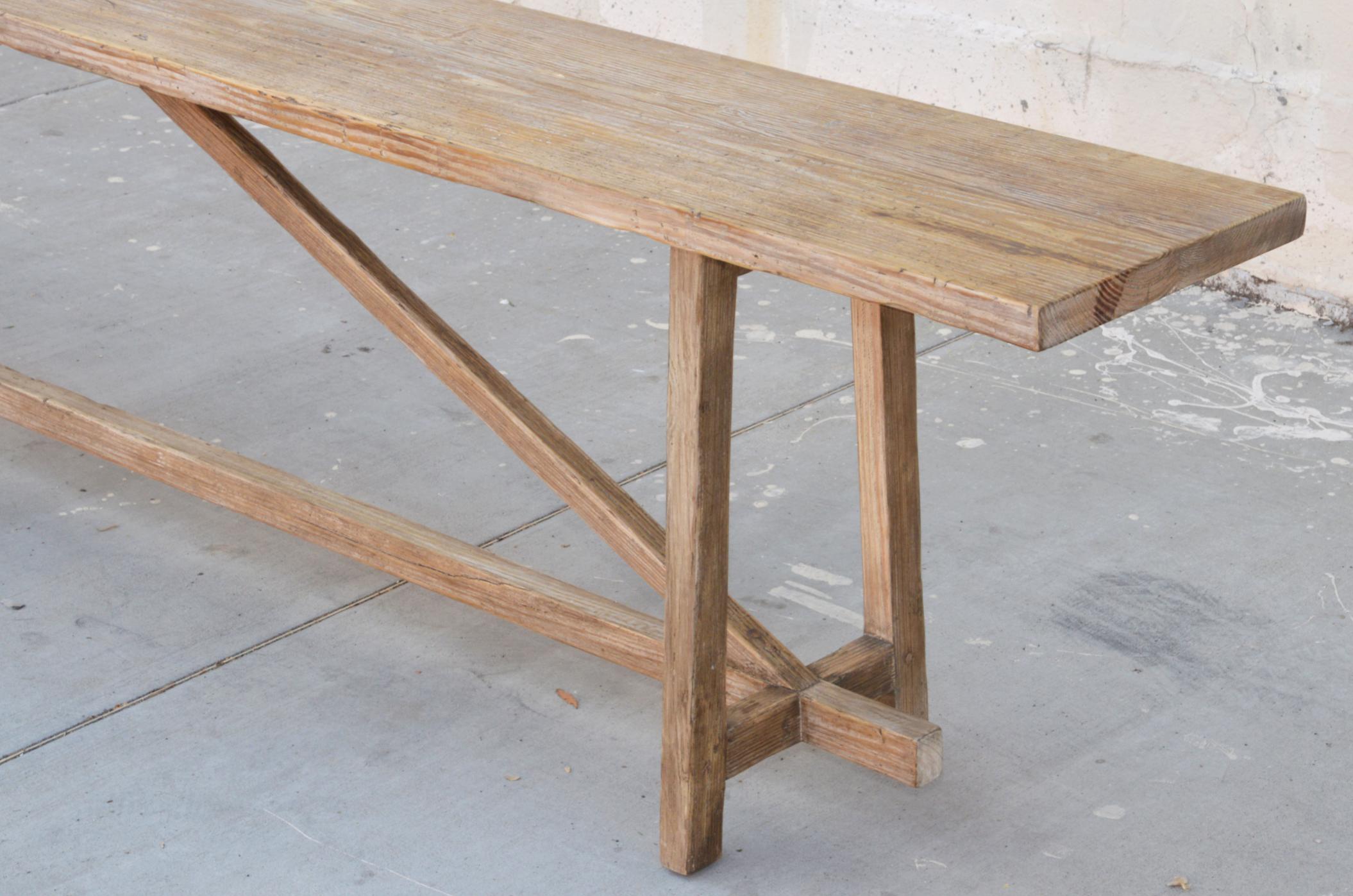 Hand-Crafted Alva Console Table Made from Reclaimed Pine, Built to Order by Petersen Antiques For Sale
