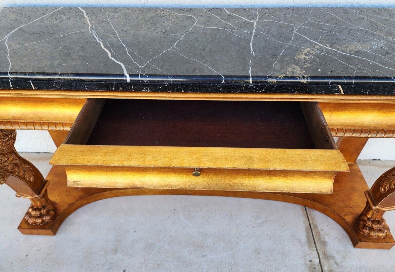 Console Table Marble & Giltwood Italian by Henredon For Sale 4