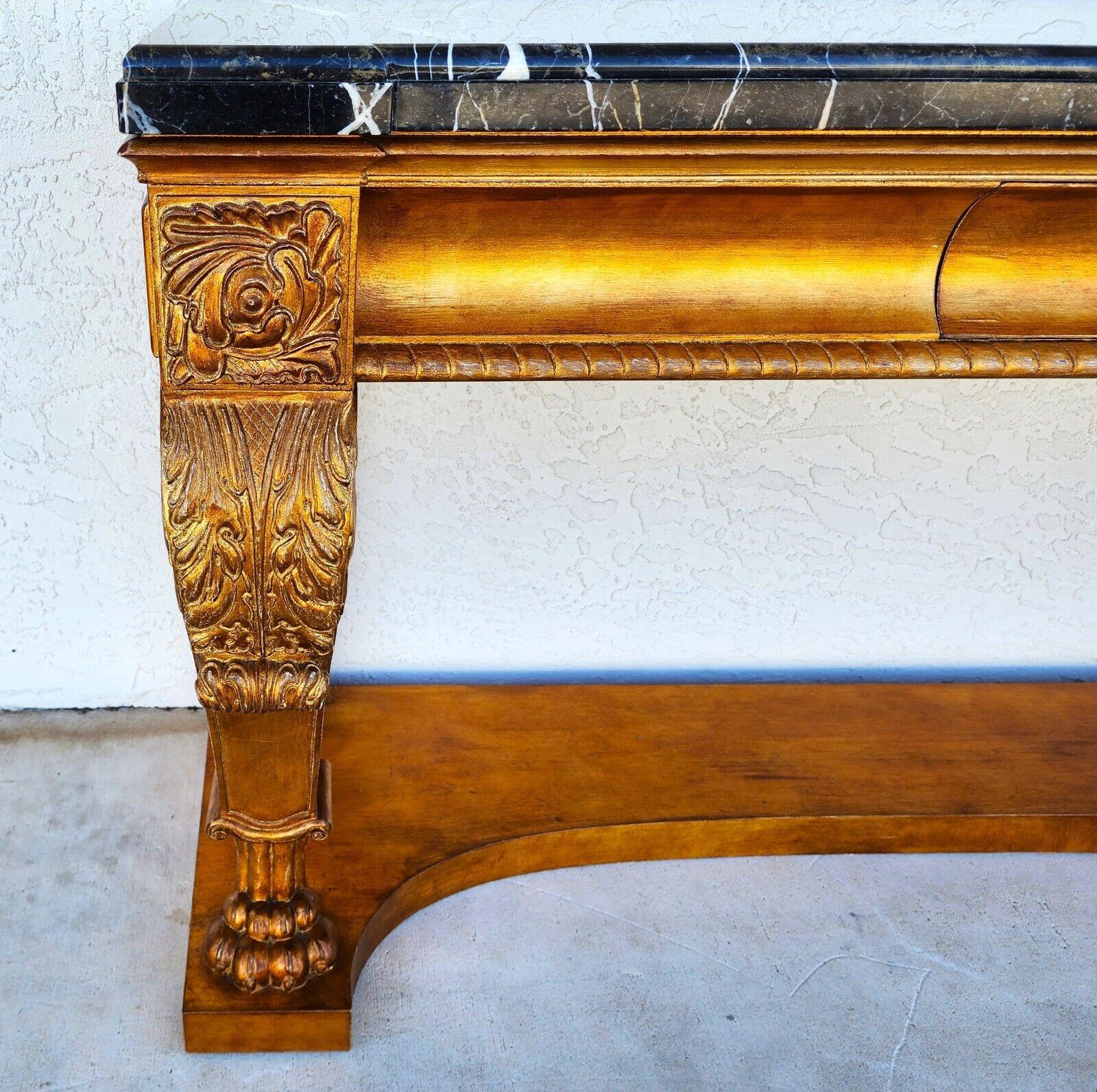 Console Table Marble & Giltwood Italian by Henredon For Sale 5