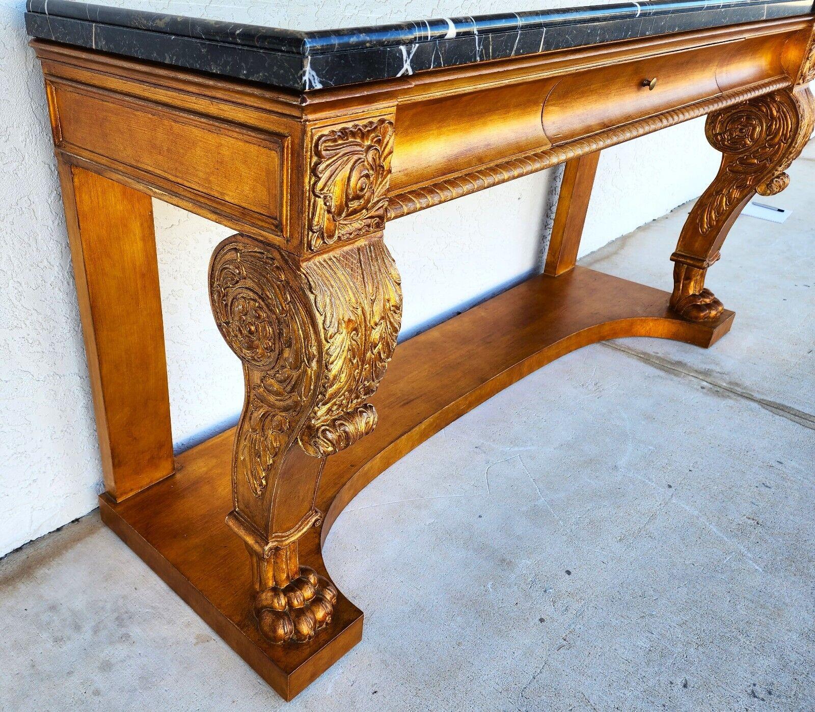 Console Table Marble & Giltwood Italian by Henredon For Sale 6