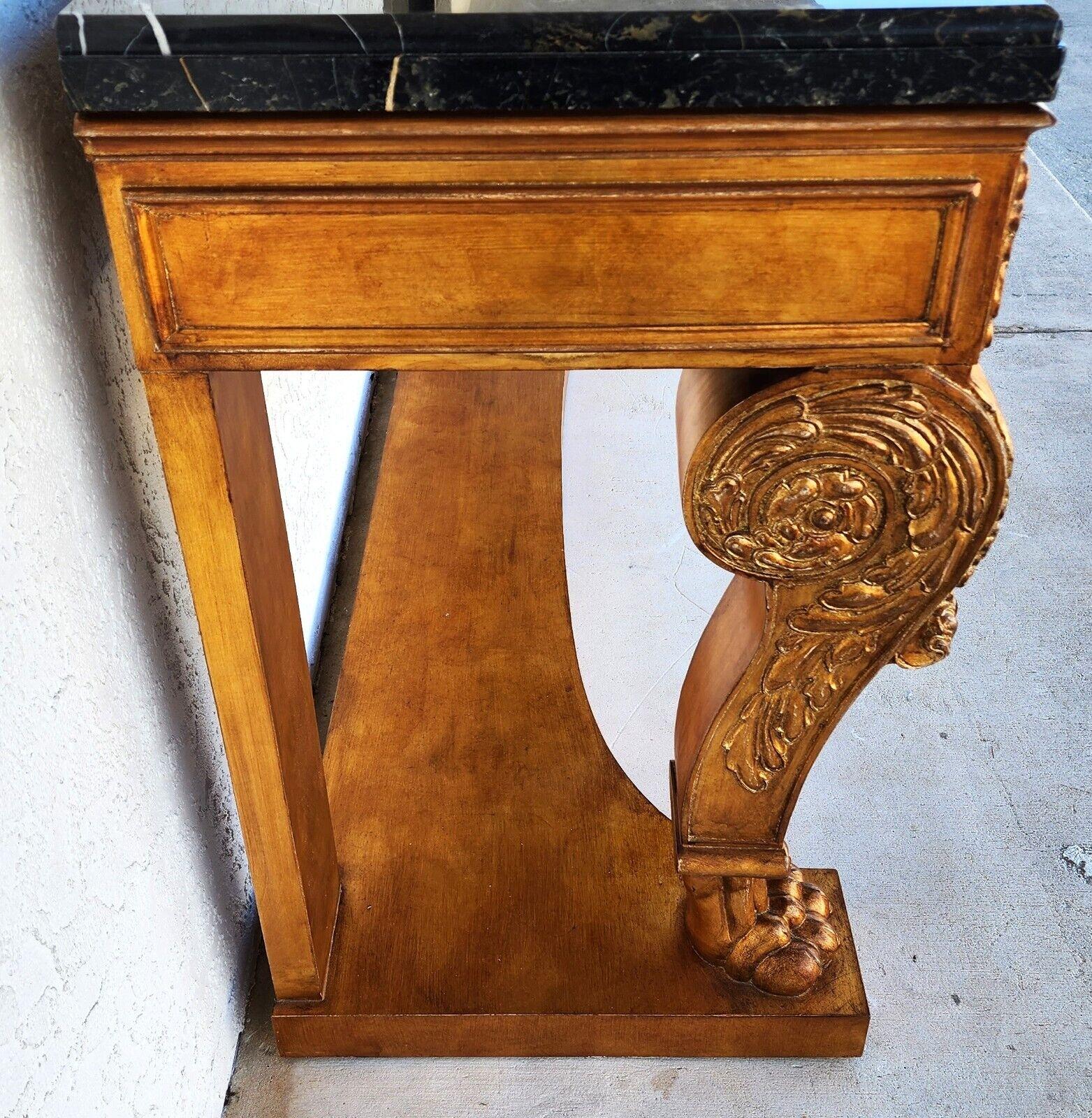 Console Table Marble & Giltwood Italian by Henredon For Sale 7