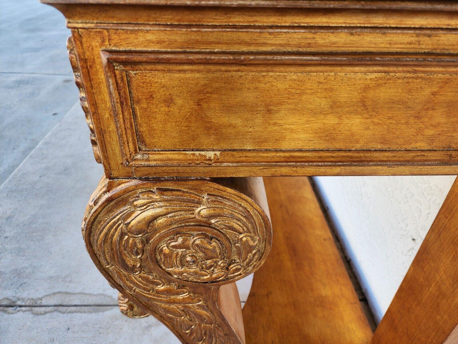Console Table Marble & Giltwood Italian by Henredon For Sale 9