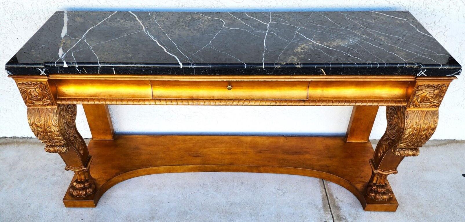 For FULL item description click on CONTINUE READING at the bottom of this page.
 

Offering One Of Our Recent Palm Beach Estate Fine Furniture Acquisitions Of A
Henredon Italian Neoclassical Style Marble & Giltwood Console Table 
Spectacular