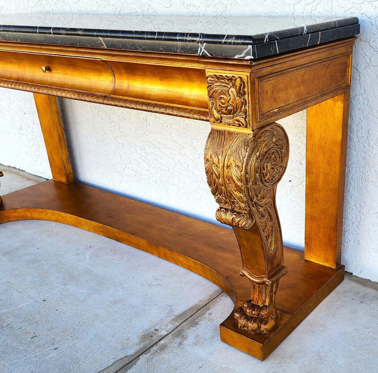 Neoclassical Console Table Marble & Giltwood Italian by Henredon For Sale