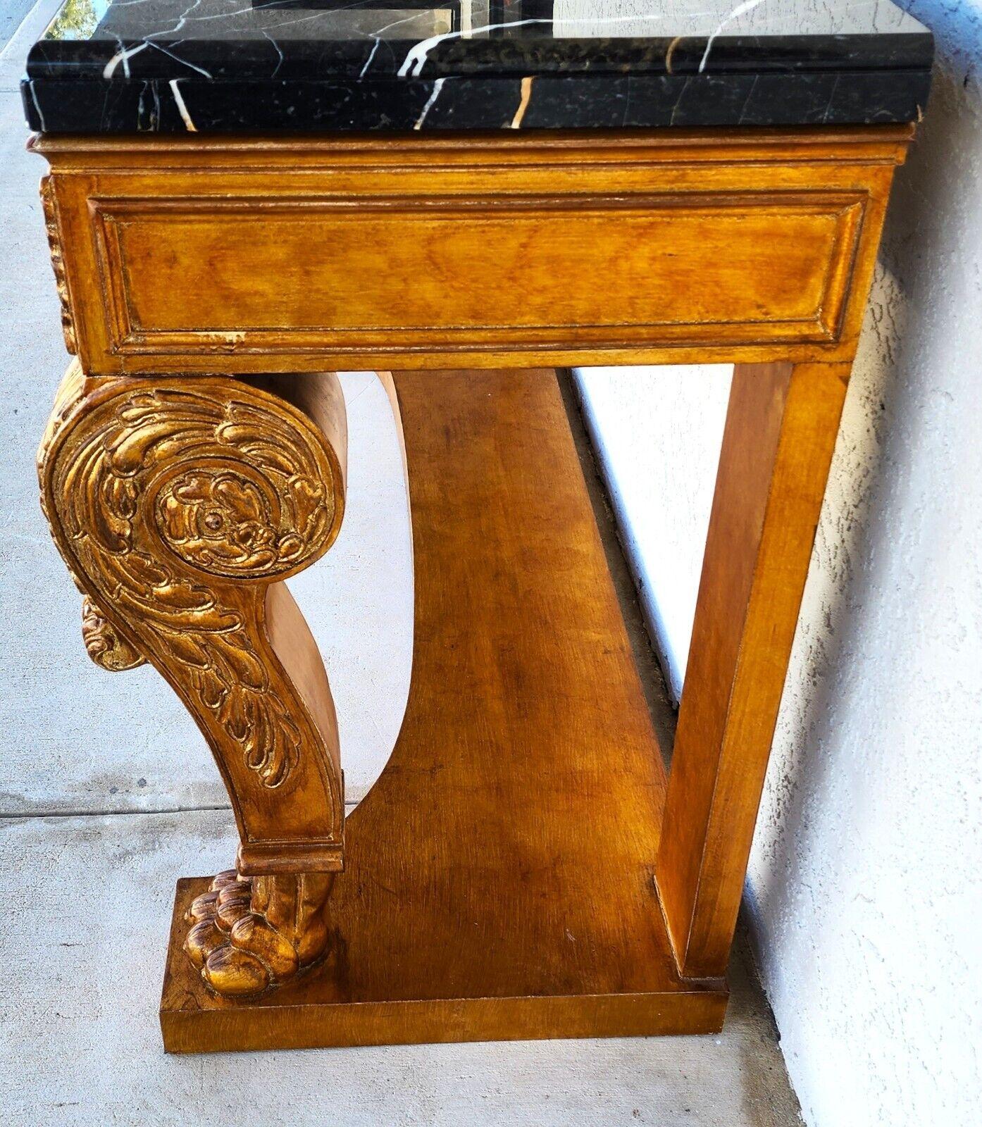 Console Table Marble & Giltwood Italian by Henredon In Good Condition For Sale In Lake Worth, FL