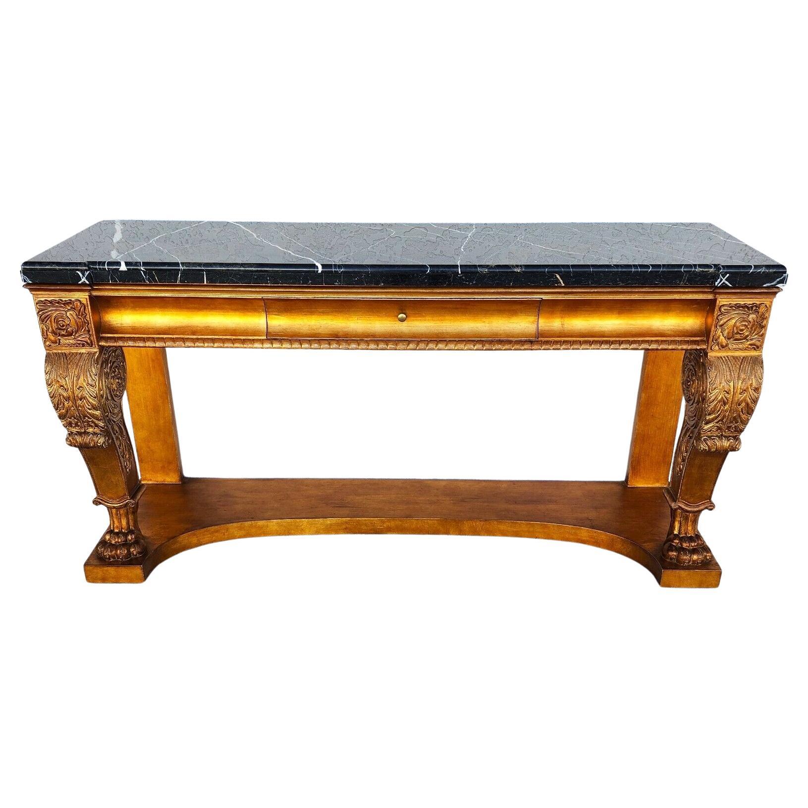 Console Table Marble & Giltwood Italian by Henredon For Sale