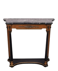 Elegant Italian Console Table, Black Marble Top, 1950s Empire Revival