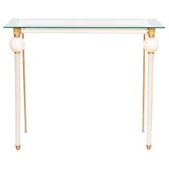 Console Table Milk color Murano Glass and Gold Touches 1980s Giovanni Dalla Fina